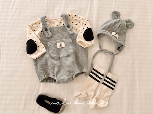 【valu bebe】 オールデイふっくらコットンT／ブラックドット（70〜90cm）