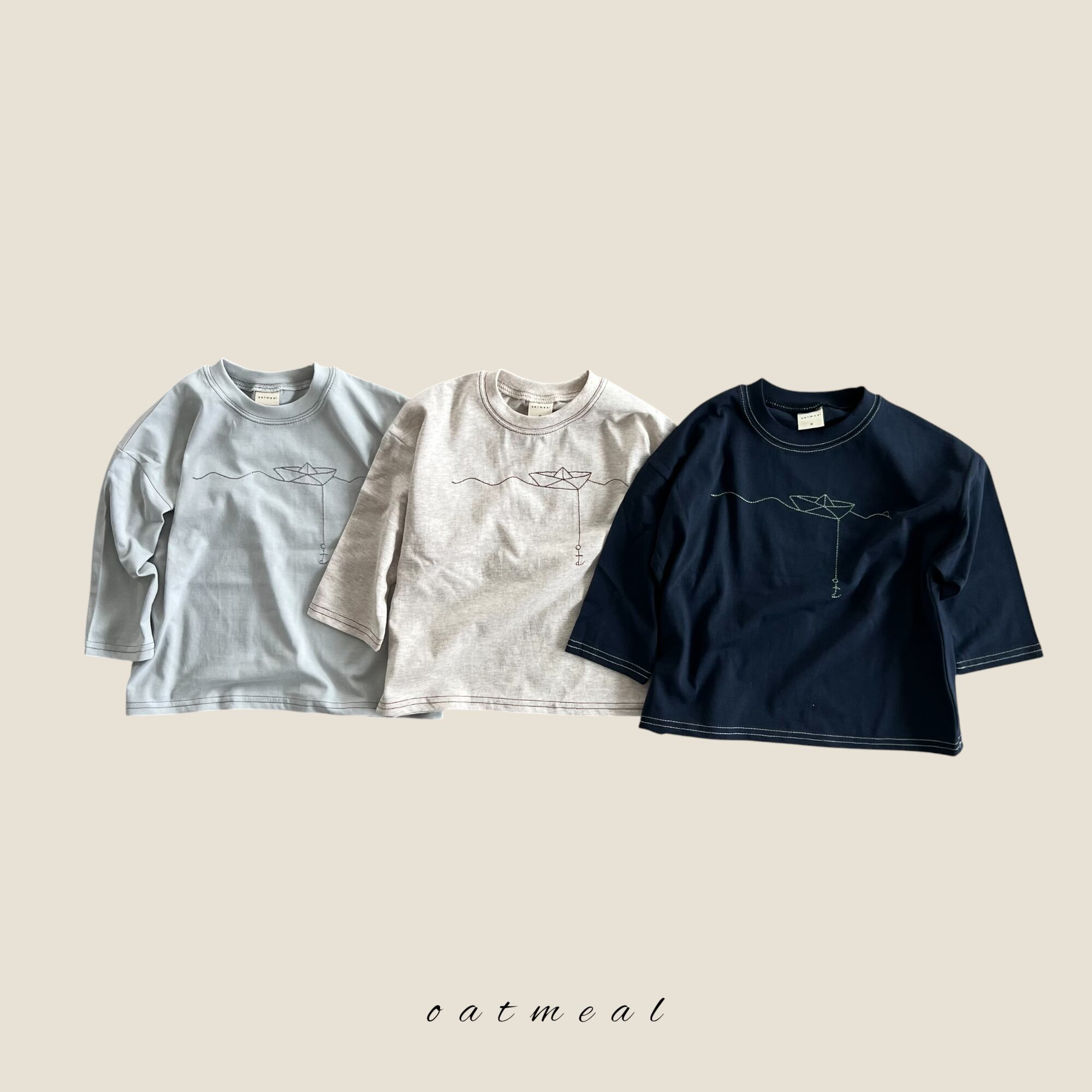 boat round tee【oatmeal】※9月中旬〜下旬発送予定