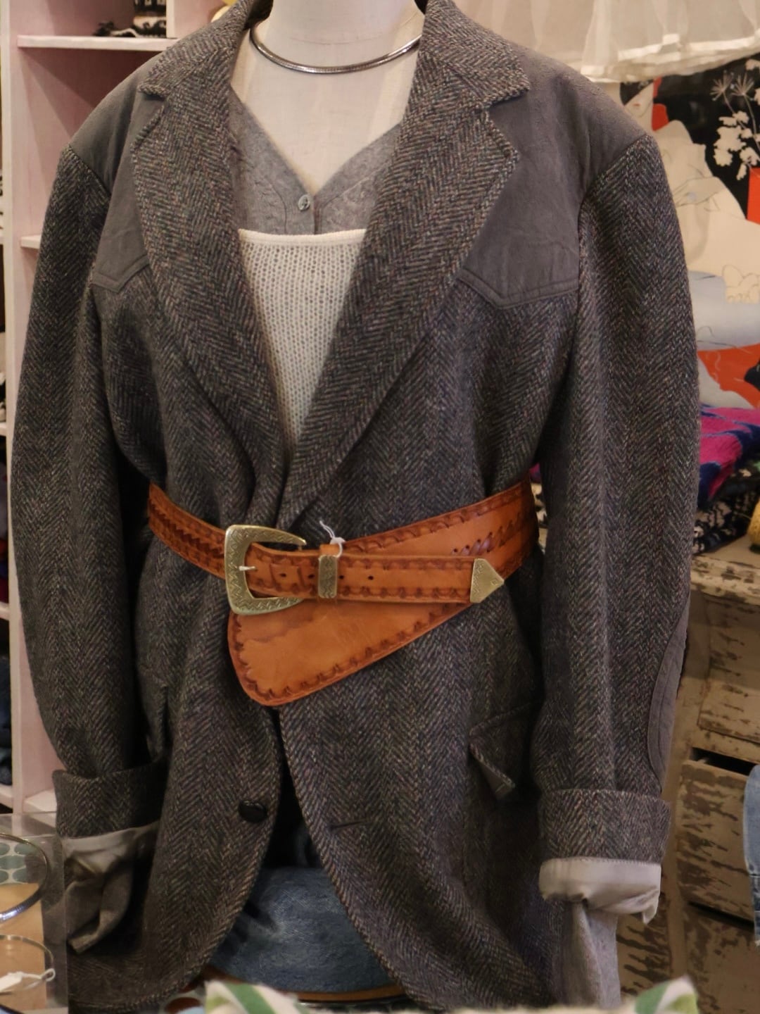 made in Morocco leather sash belt【1671】