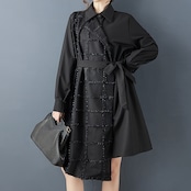 オーバーサイズ ベルト付 ロングシャツ 60034