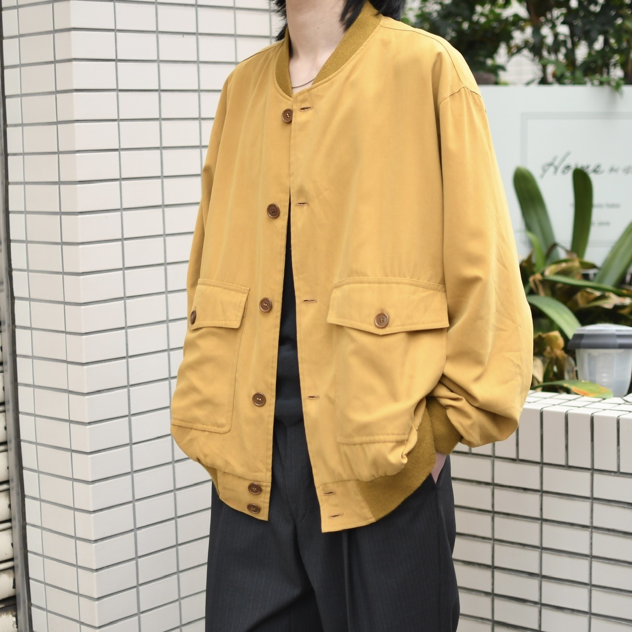 design smooth blouson mustard