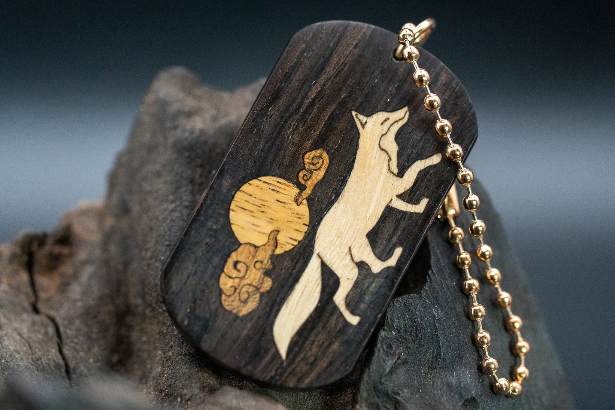 【芳醇な艶と響き】 グラナディラ ドッグタグ 象嵌 十五夜きつね