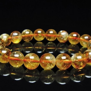 シトリン ブレスレット 虹入り 10mm シトリンクォーツ ブレス メール便可 一点物 111-50367