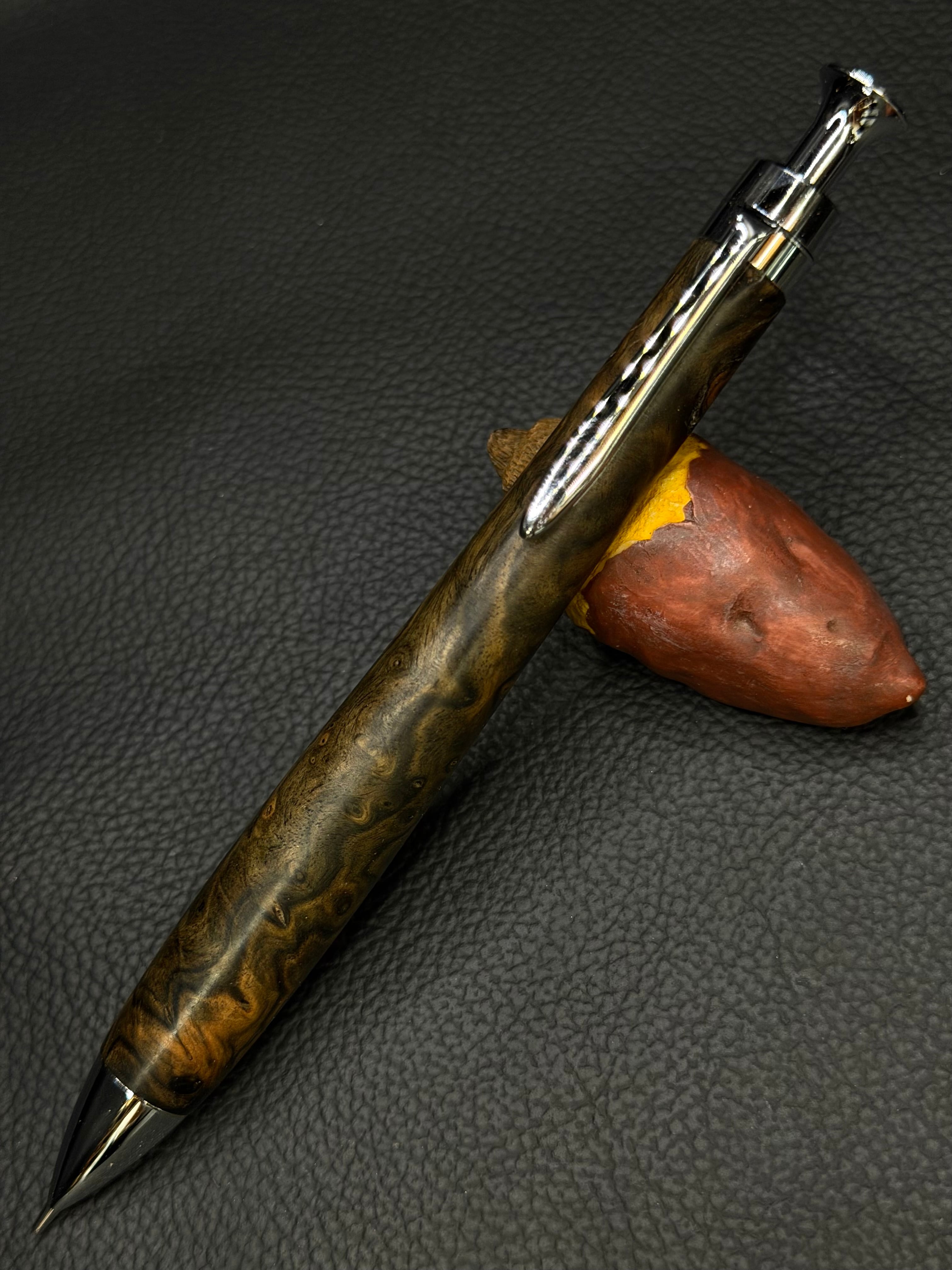 17 極上＋花梨瘤 青白 ゴールド金具 0.5シャープペンシル orボールペン