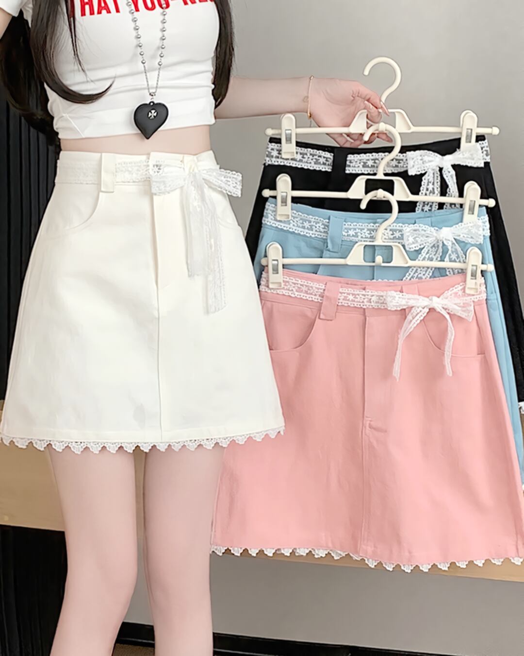 レースリボンAラインスカート(4 colors) 2505009