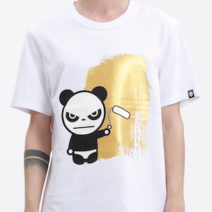 送料無料 【HIPANDA ハイパンダ】メンズ Tシャツ MEN'S GOLD PRINT SHORT SLEEVED T-SHIRT / WHITE・BLACK