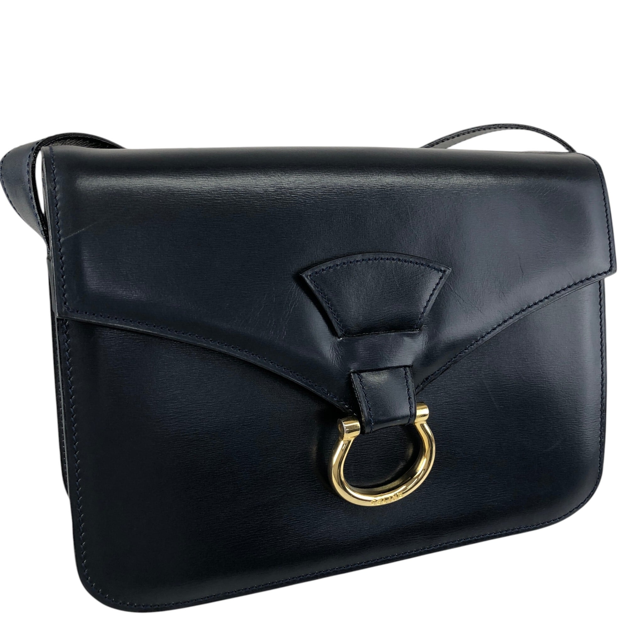 CELINE セリーヌ ショルダーバッグ ネイビーブラック ガンチーニ