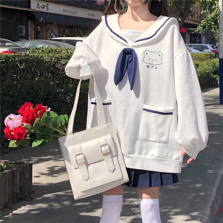 ネイビーカラースプリングプルオーバー セーター レディースオータムベルベットトップス ロング 大人ガーリー スウィート キュート カジュアル 春物 秋物 萌量不足39836770147