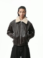 BOOGOOVOGUE Vintage Leather Fur Puffer