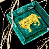 村田菜穂美作 青手虎文 15cm角皿(1枚)