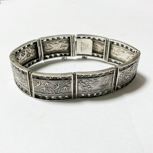 Vintage 900 Silver Souvenir Panel Bracelet Made In Vietnam
