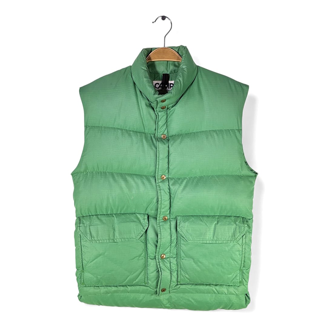 70s 80s キャンプセブン ヴィンテージ ダウンべスト グリーン CAMP 7 サイズM 古着 DD0466