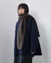 FOURAM - Fox Cashmere Muffler ：Brown｜ロゴ入りシルバーのピン、ブローチ／フォックス×カシミヤ