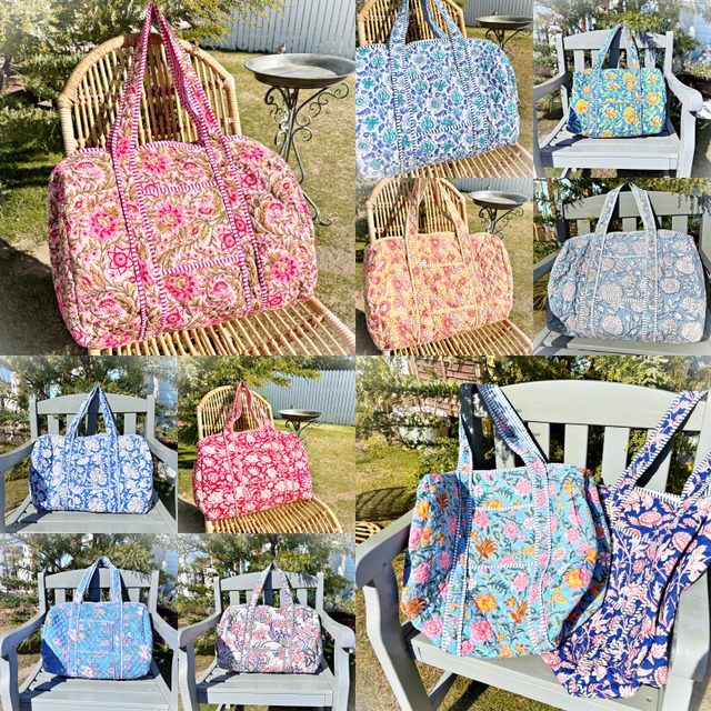 《Botanical Boston Bags ⑧》White × Blue