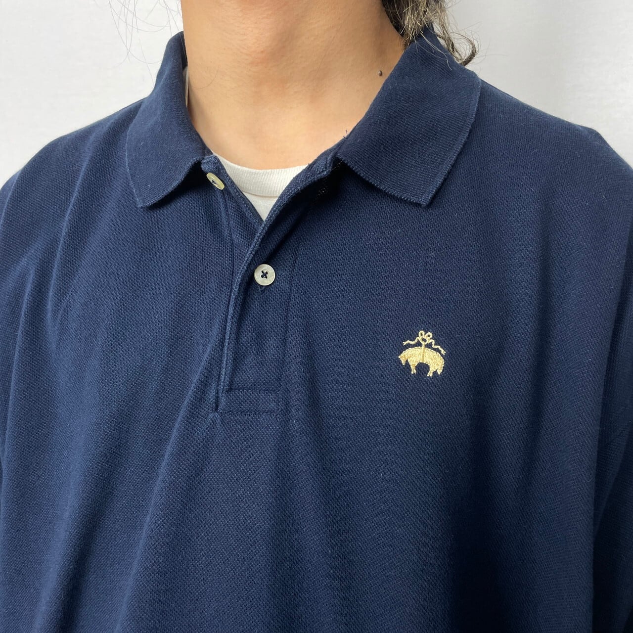 90年代 USA製 Brooks Brothers ブルックスブラザーズ GOLDEN FLEECE 鹿の子 ポロシャツ メンズXL 古着 90s  ヴィンテージ ビンテージ ネイビー 紺色 【ポロシャツ・ラガーシャツ】 | cave 古着屋【公式】古着通販サイト