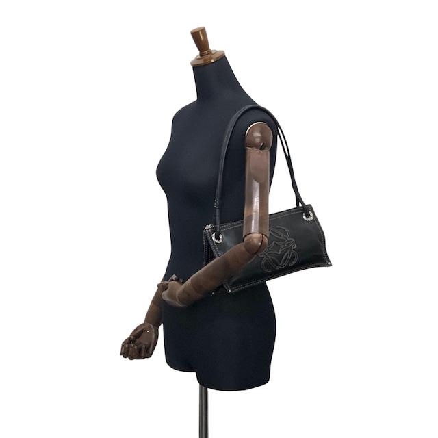 LOEWE ロエベ ショルダーバッグ ブラック アナグラム ステッチ レザー vintage ヴィンテージ オールド ugpzsh