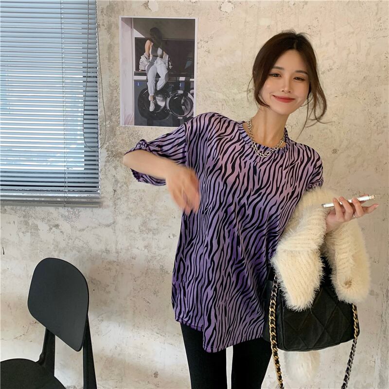 パターンベルベットTシャツ シャツ ルーズロングスプリング 春物 ブラックストロベリース87063378505