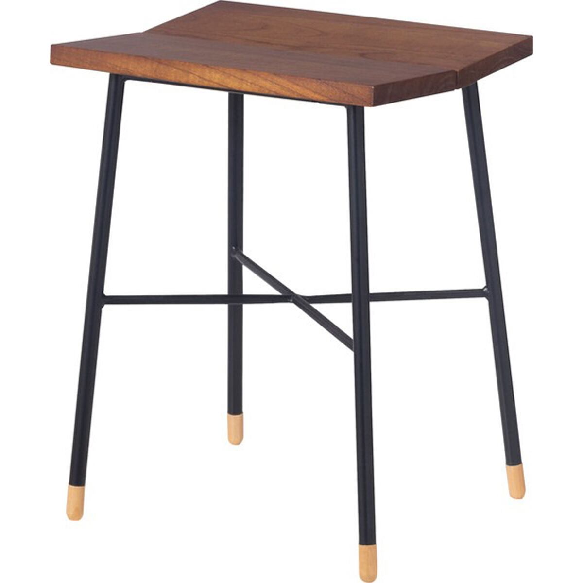 スツール L GT-413BR 木製 天然木 ミンディ スチール 脚キャップ モダン 花台 ディスプレイ 玄関 リビング 腰掛け シンプル おしゃれ ブラウン