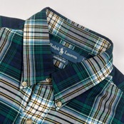 00s Ralph Lauren ラルフローレン CUSTOM FIT チェック柄 BD ボタンダウン 長袖シャツ L/メンズ オールド