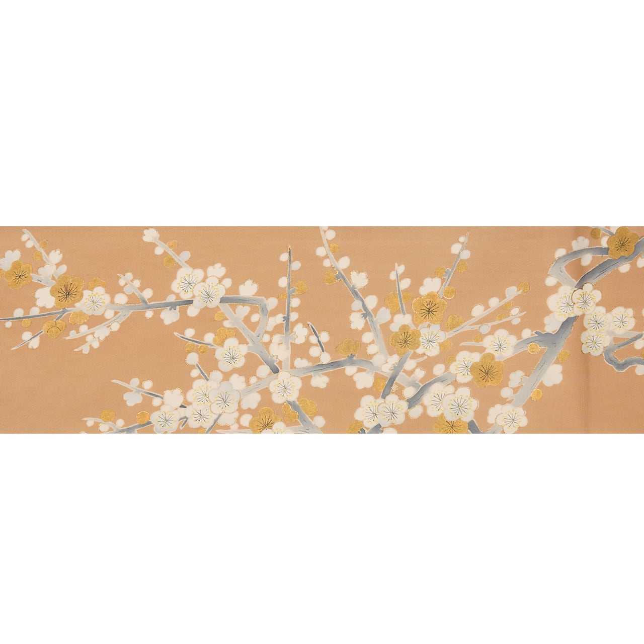 銀座新松 梅の花の模様 手描友禅名古屋帯【中古】 | かわの屋