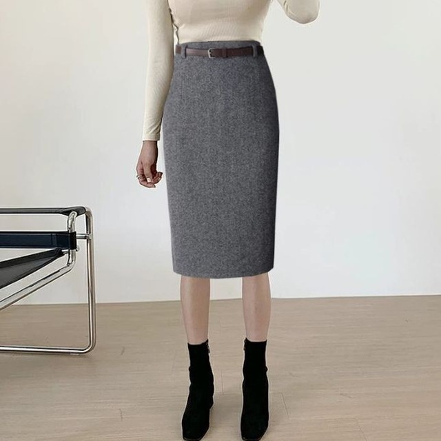 Belted Pencil Midi Skirt(3color) V3860