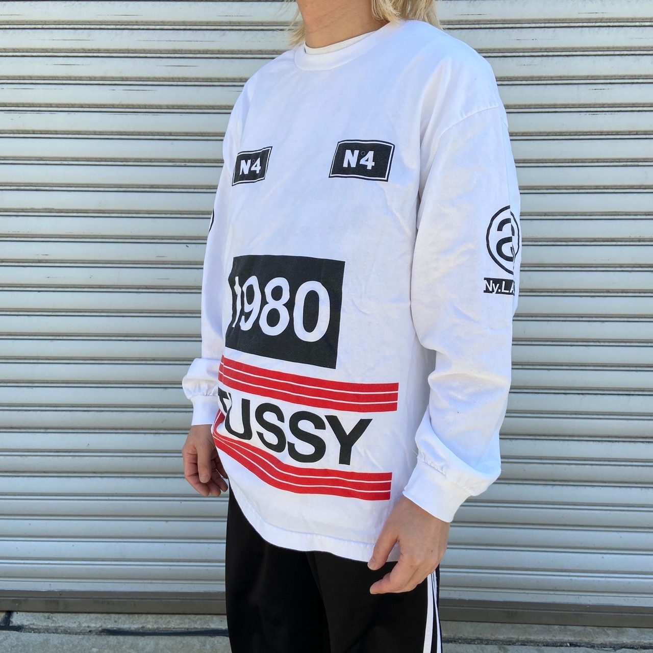 00s stussy ステューシー マルチロゴロンT SSリンクロゴ 白 XL