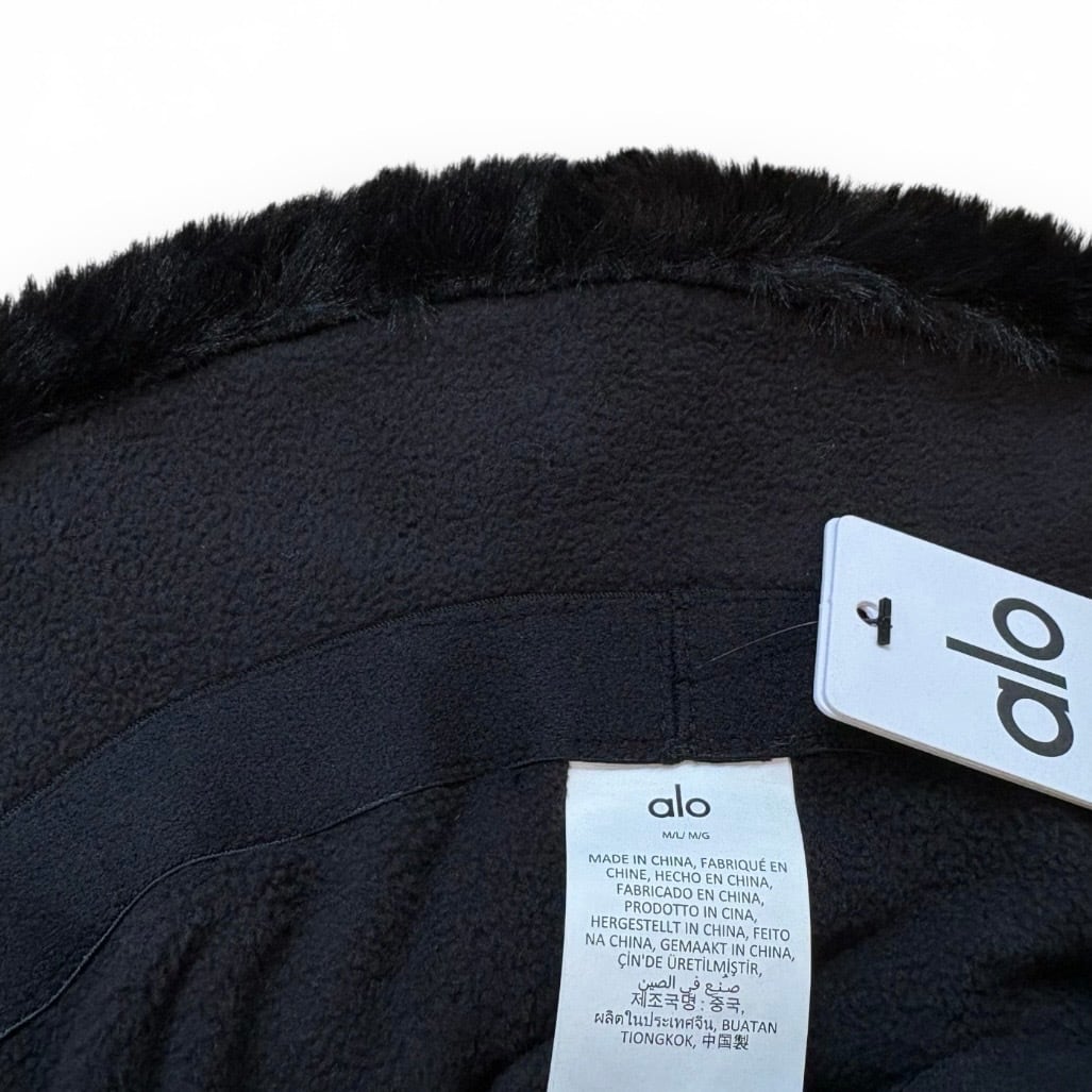 alo】【Faux Fur Bucket Hat】バケットハット ファー ブラック ロゴ
