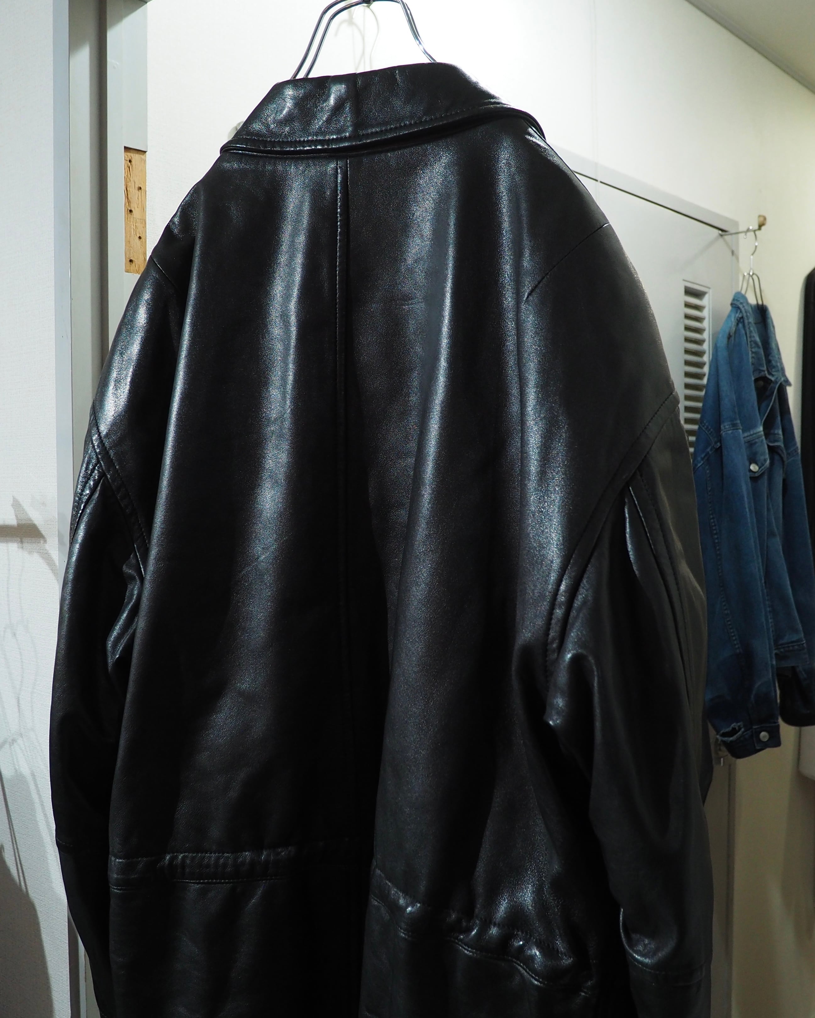 ” 艶美 ‐ Lustful Beauty ” Black Lamb Leather Vintage Half Coat Jacket