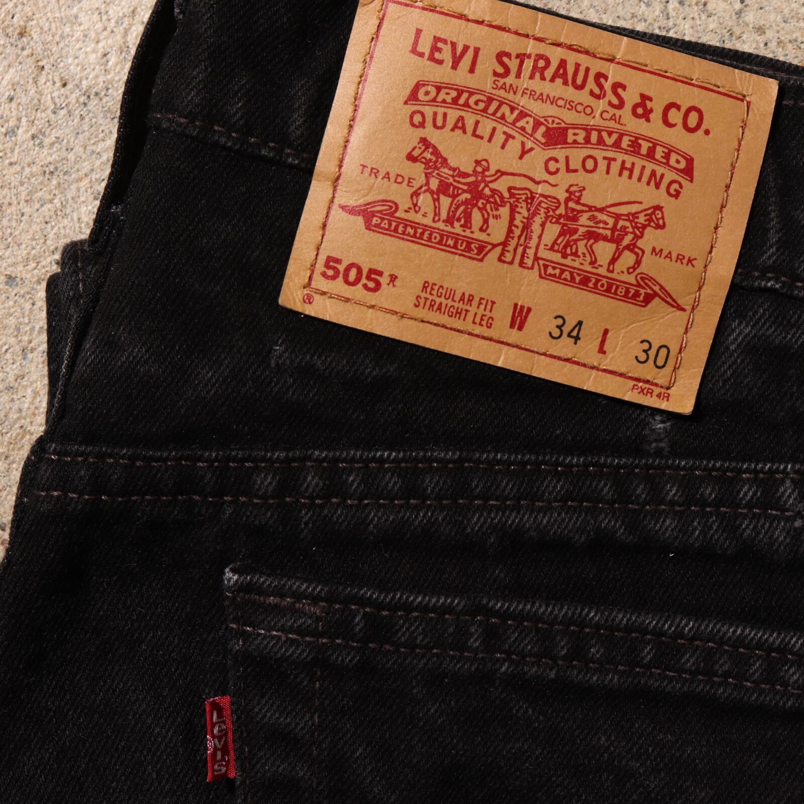 美品 34×32 505 米国製 サルファー Levi’s ブラックデニムパンツ