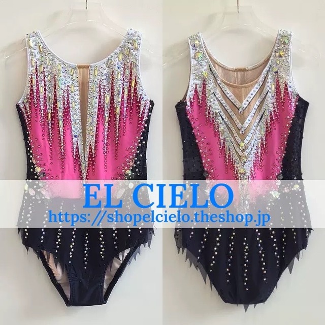 新体操レオタード｜ピンク×ブラック｜BDPB005