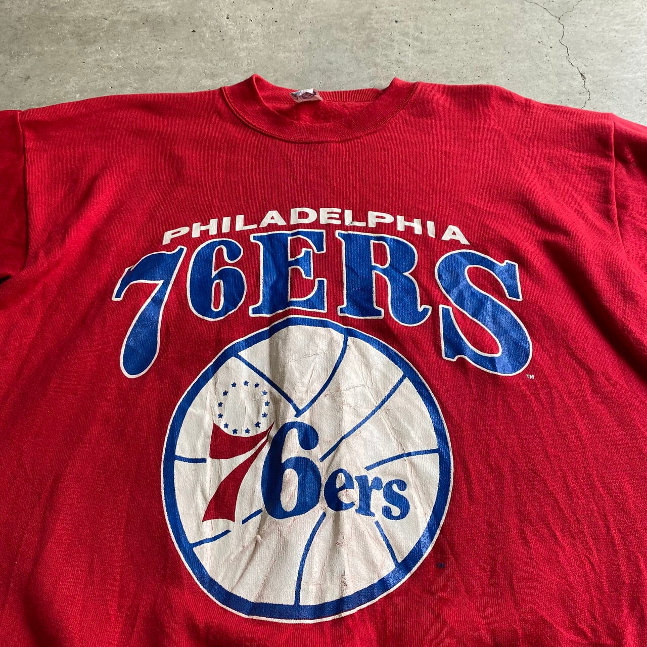 90年代 USA製 NBA PHILADELPHIA 76ERS チームロゴ プリントスウェット 
