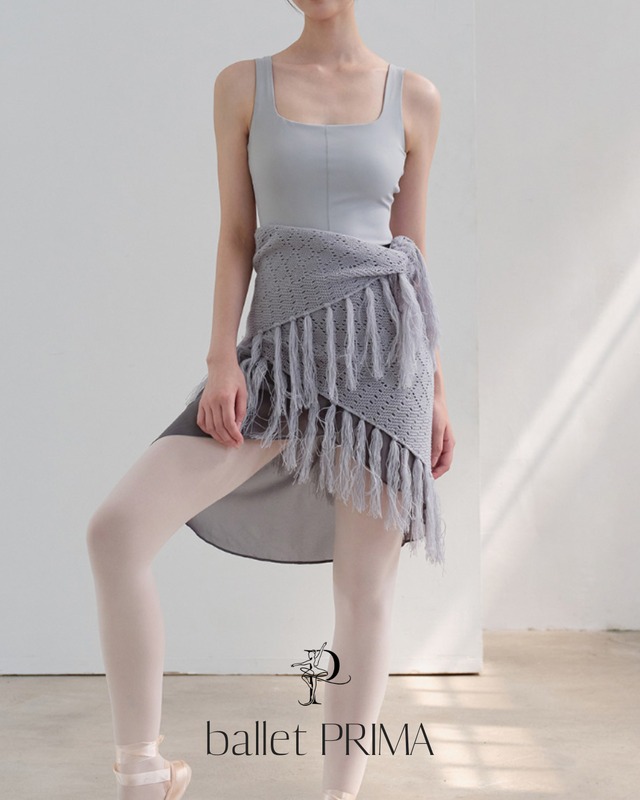 【Qran】Lace Knit Multi Fringe Shawl P0446