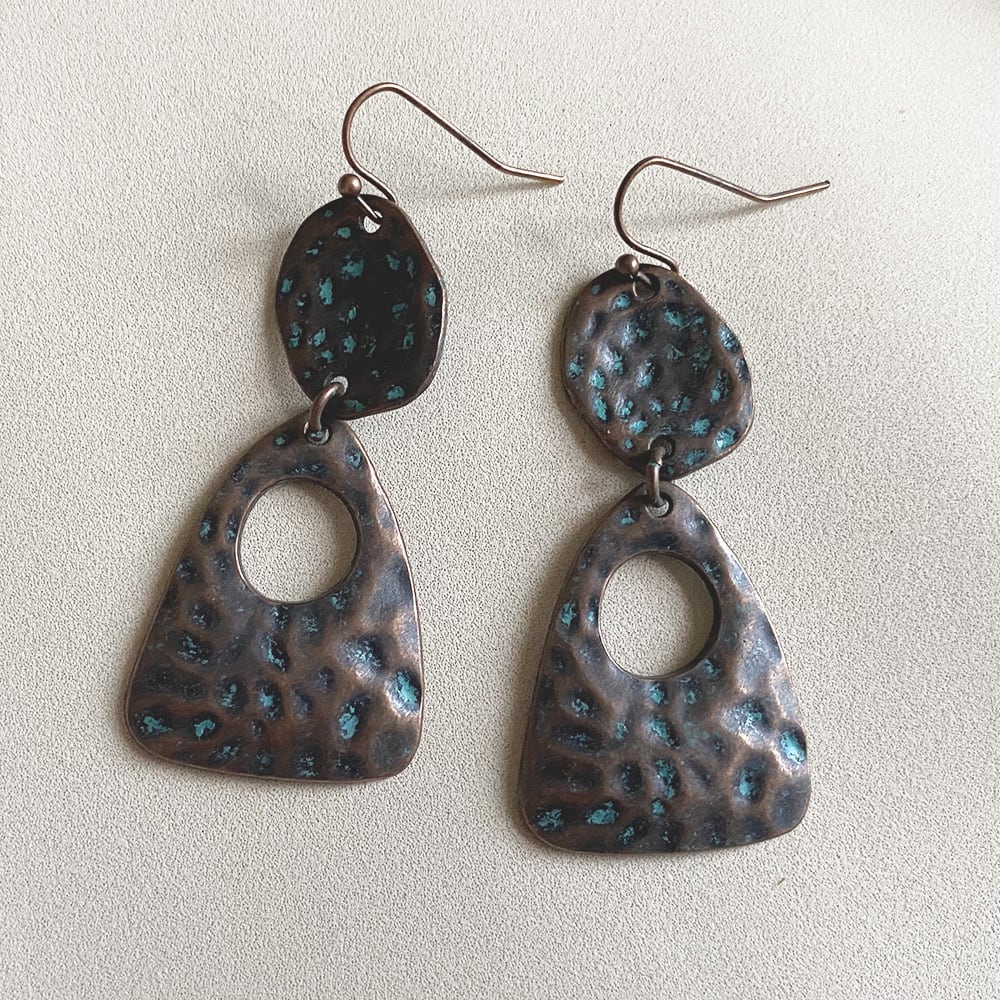 エスニック ピアス ターコイズ フェザー フリンジ ブロンズ