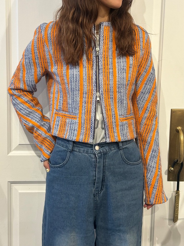 CARVEN/ vintage orange line short jacket.