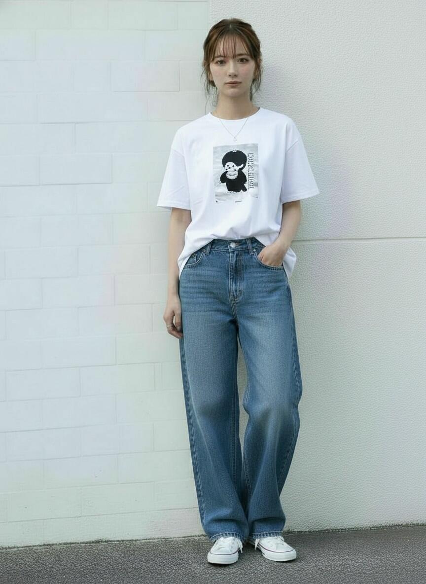 【セレクトライン】モンチッチ 箔プリントTシャツ ホワイト