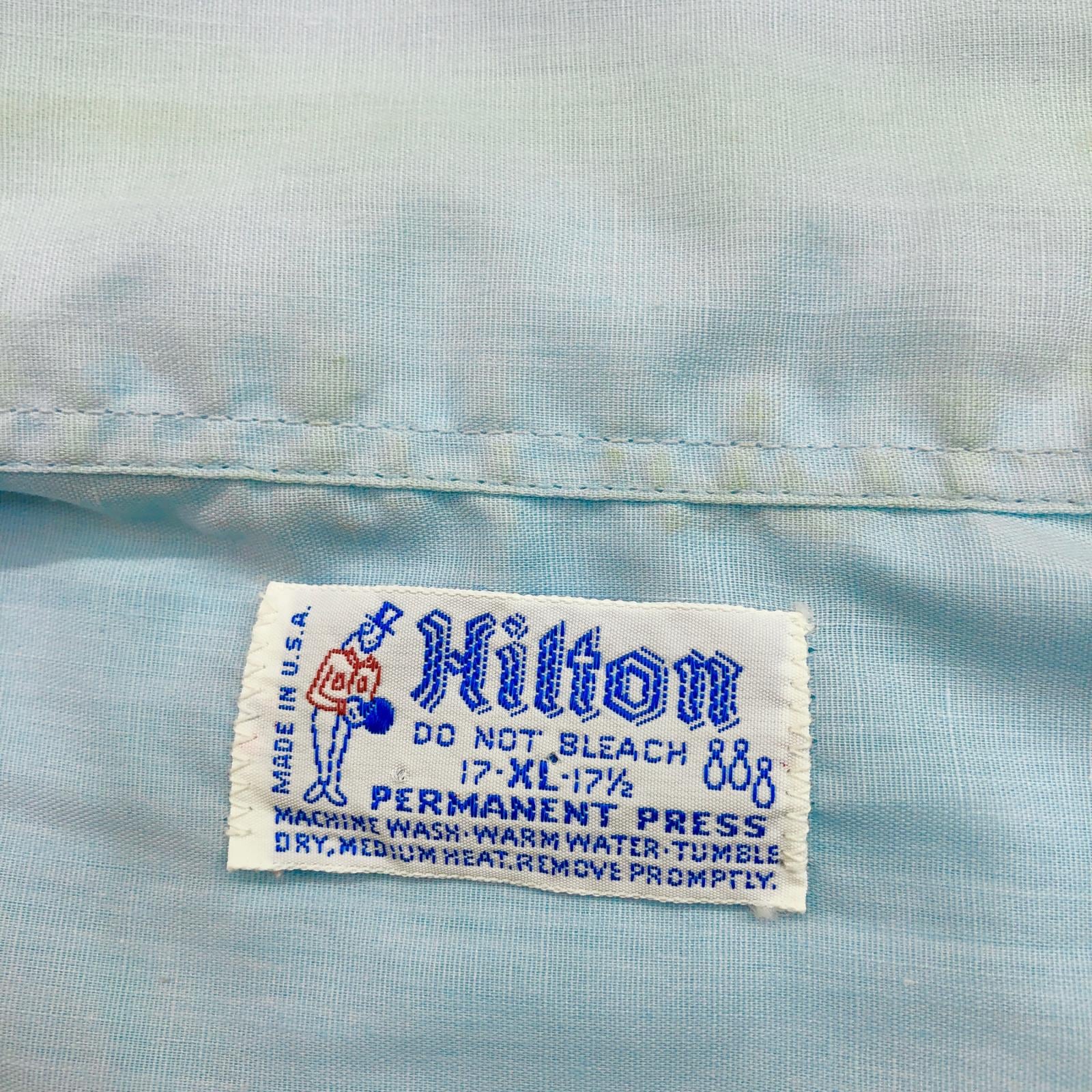 70年代 USA製 Hilton ヒルトン ボーリングシャツ 2XL〜3XL相当 HILTON ヒルトン 70年代 USA製 PERMANENT PRESSタグ 胸刺繍 プリント