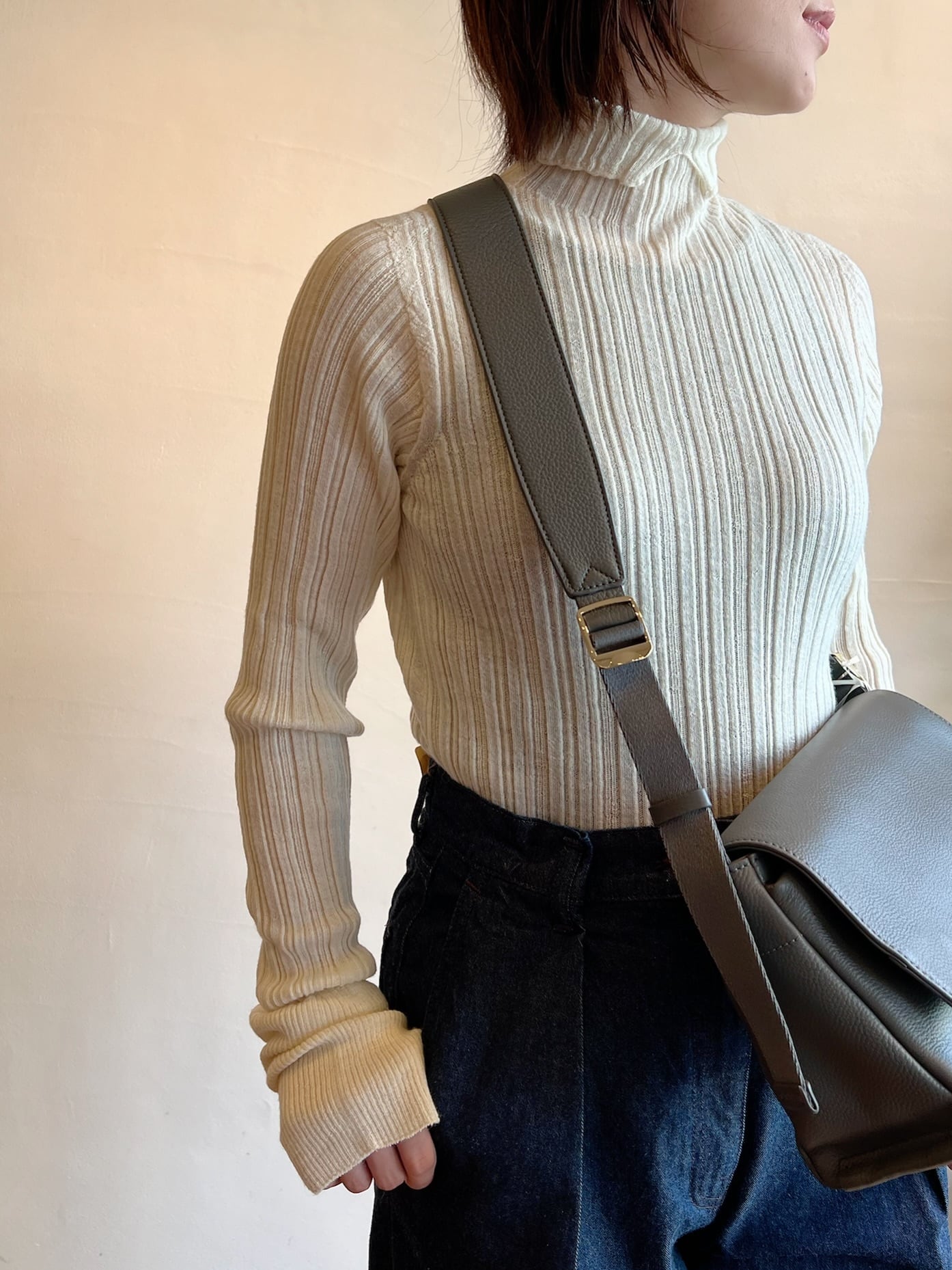 unfil / ロイヤル ベビー アルパカ ランダム リブ編みニット