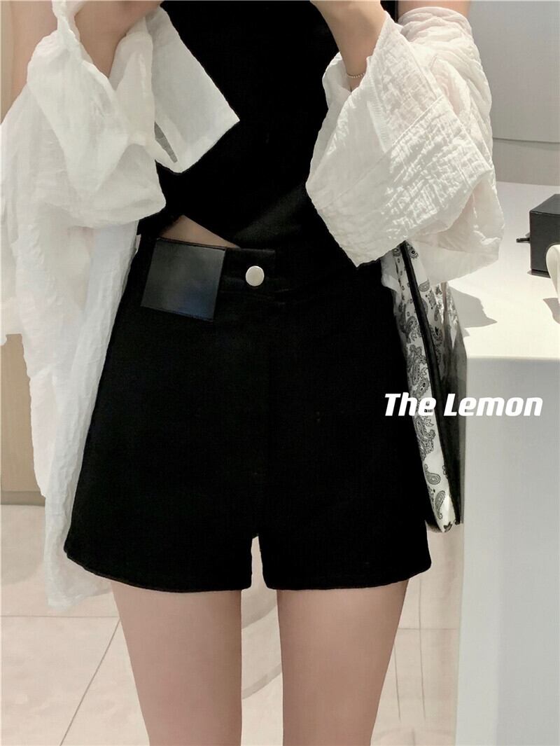 グレーカジュアルショーツ サマー薄手ワイドレッグAラインハイウェストウェストパンツ 夏物 ブルマー ワイドパンツ ビッグFスモールZ韓国33283336781