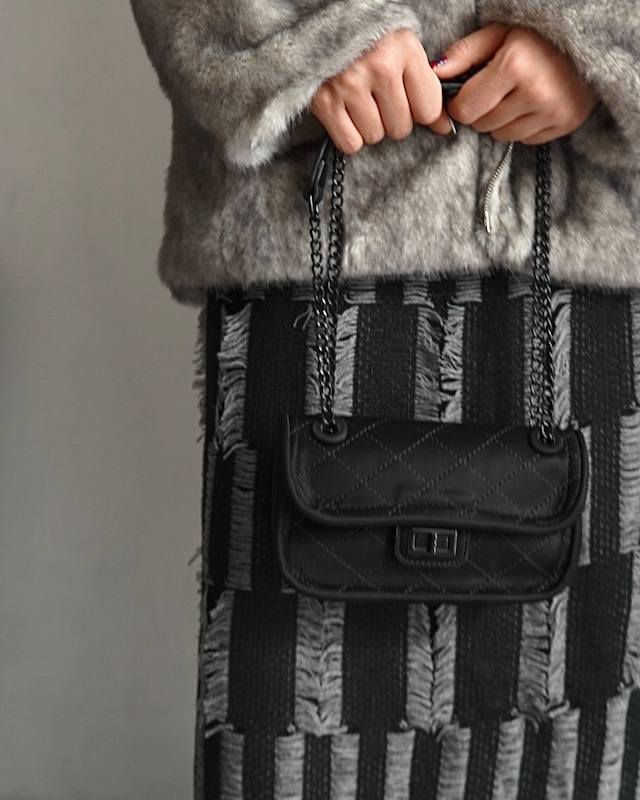 マットキルティングダブルチェーン2waybag／Black