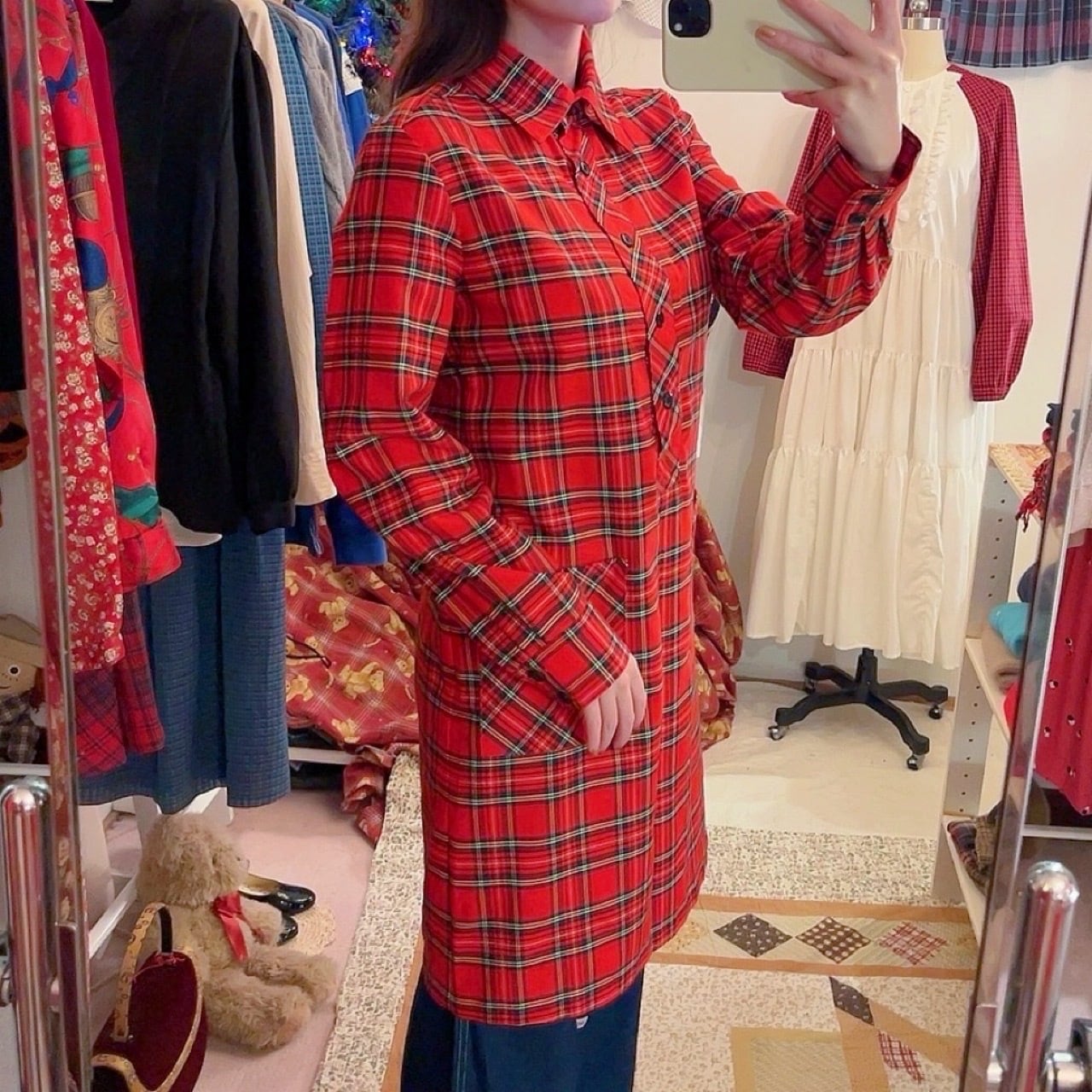 red check shirt one-piece