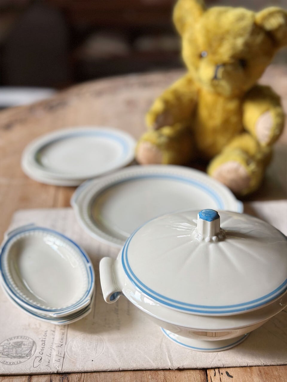 LIMOGES ディネット 水色ライン ミニチュア食器6点セット | Brocante