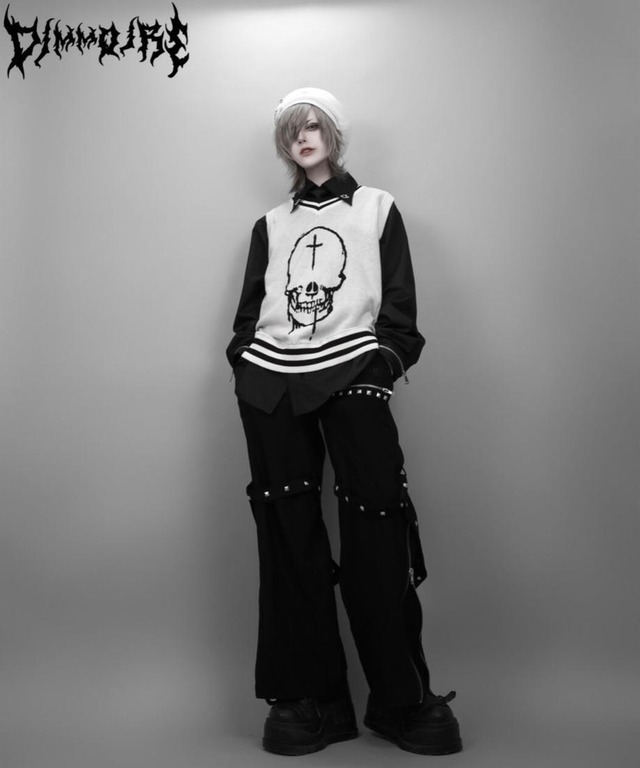 Skullニットベスト【White】