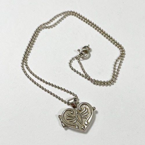 Old 925 Silver Heart Locket Pendant Necklace