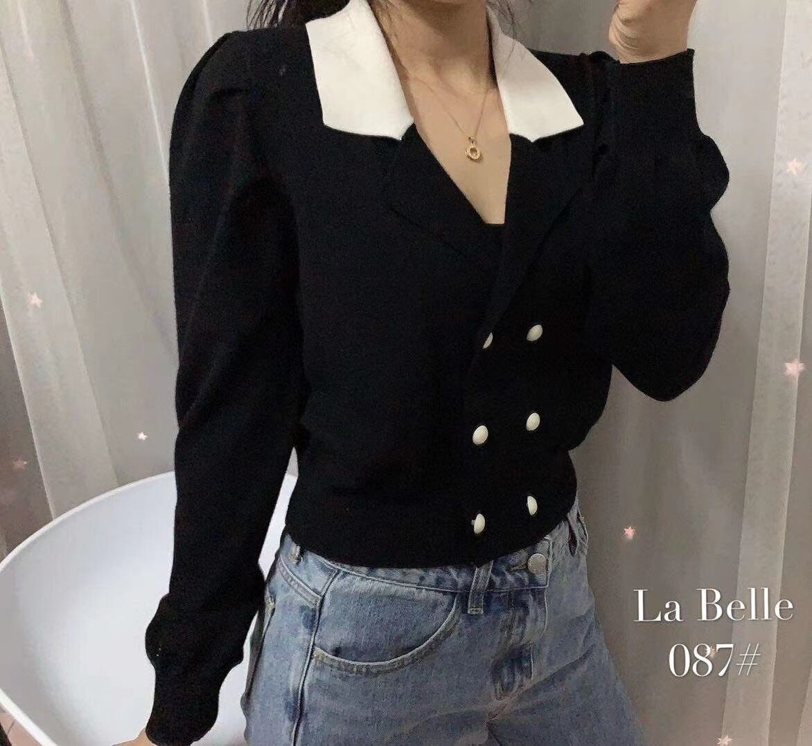 ノッチドラペルカラートップス