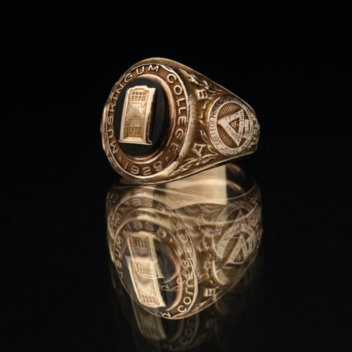 Vintage College Ring [HERFF JONES 10kt Gold x Onyx] [1929s-] Class 