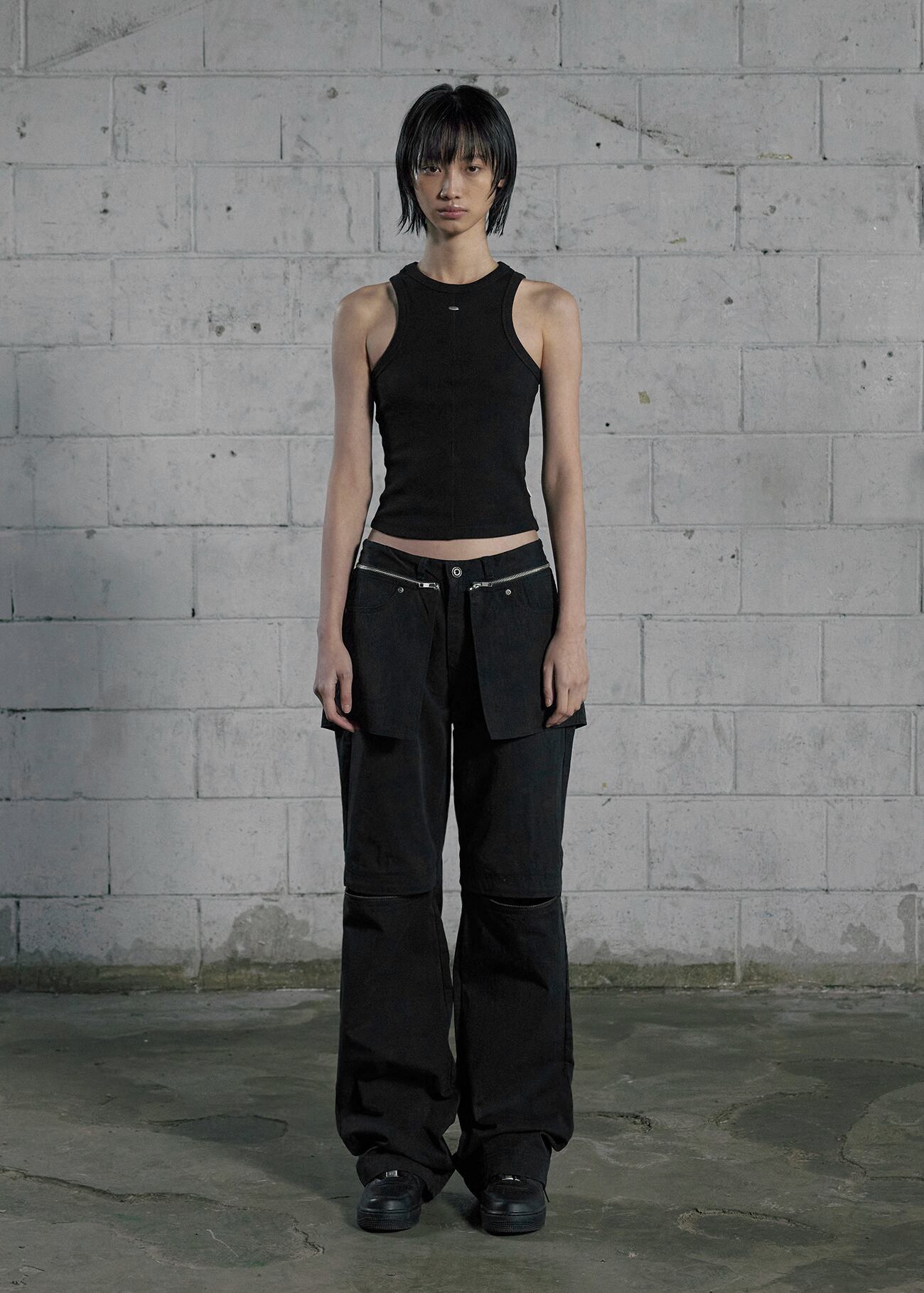 BOHEMIAN SEOUL] KNEE SLIT 2WAY SKIRT JEANS, BLACK 正規品 韓国