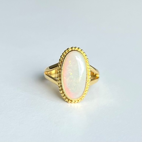 ソリッドオパール リング 15号 18KGP