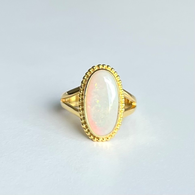 ソリッドオパール リング 15号 18KGP