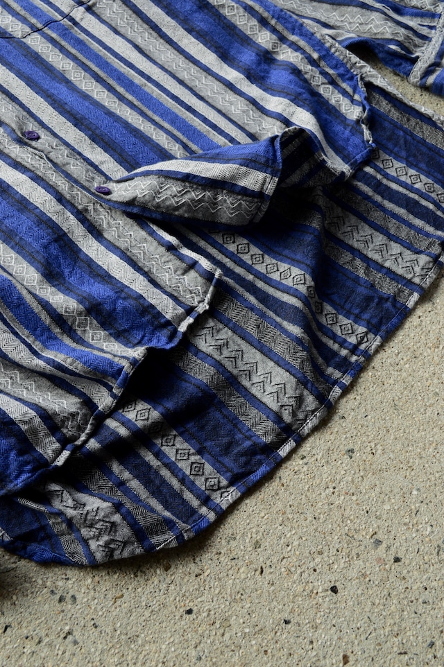 SOSTANZA 1990's From USA Stripe Geometric Cotton Blanket Long Shirt ソスタンツァ 90s ブランケットシャツ