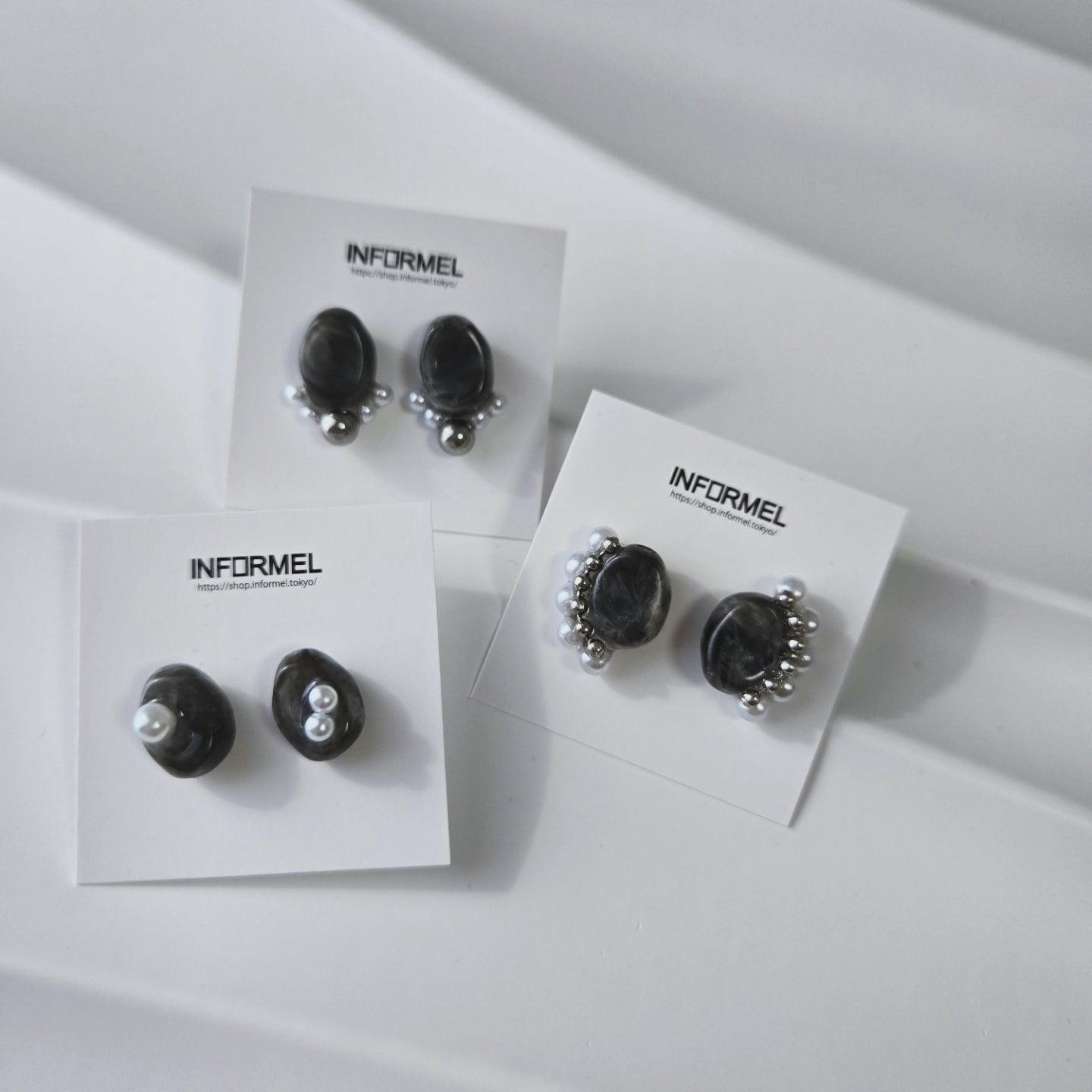 【SUS】マーブルスタッドピアス②•③ BLK